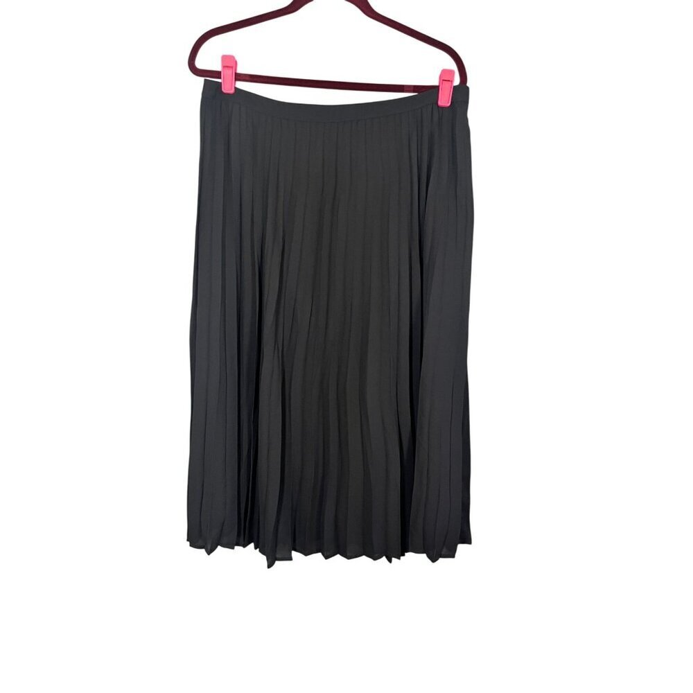 Retro Pleated Maxi Skirt Black 12 Festive Holiday Neutral‎ Preppy Classic Chic